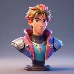 portrait of a bust of knight with futuristic fashion elements created by yuuki morita and ludvig holmen, brilliantly colored, kingdoms of ether, octane render, 3 d animated, unreal engine 5, studio lighting, smooth surface