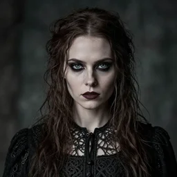 portrait of disheveled norwegian goth girl, beautiful face, strong line, muted colors, filigreed clothing, moody lighting, high contrast, by brom, by brian froud