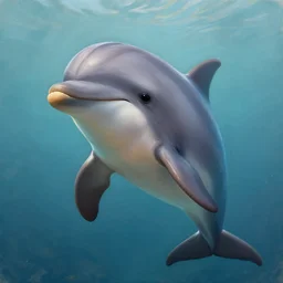 a portrait painting of the cutest dolphin, fantasy art, digital art, unreal engine