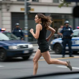 dash cam screenshot of gal gadot running from the cops motion blur