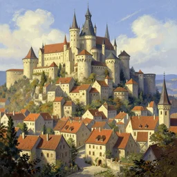 beautiful medieval city by greg rutkowski and thomas kinkade, trending on artstation