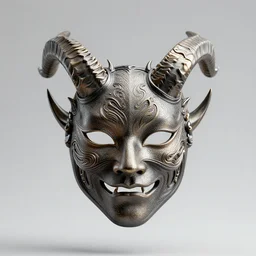 demon Mask with sharp horns, dynamic, particulate, intricate, elegant, highly detailed, centered, artstation, smooth, sharp focus, octane render