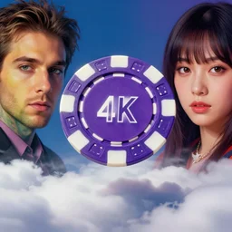 a centered close up of poker chip flying above the clouds, beeple and james jean, aya takano color style, 4 k, super detailed, modern, 4 k, symmetrical