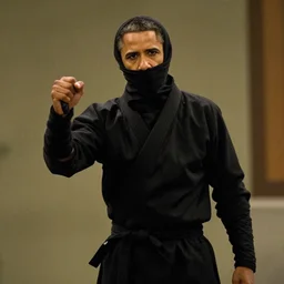 obama as an ninja, film still from kill bill 2 0 0 4.