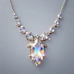 fantasy necklace made with a crystal, magical and glowing, octane render, ray tracing, light transmission, 8 k