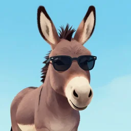 a donkey wearing cool sunglasses, illustration, artstation