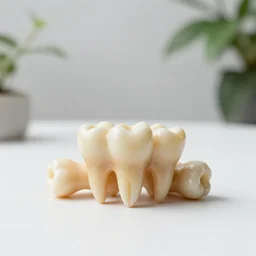 5 5 mm photo of a pile of teeth on a zen minimalist white table with elegant houseplants in the background. highly detailed 8 k. intricate. lifelike. soft light,