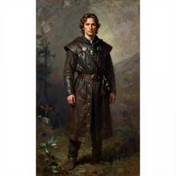 a full body high detail fantasy portrait oil painting illustration of elijah wood as an elegant male bard by justin sweet with face and body clearly visible, in a scenic background, visible pupils, realistic proportions, d & d, rpg, forgotten realms, artstation trending, high quality, sombre mood, artstation trending, muted colours, entire person visible!