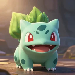 lofi BioPunk Pokemon Bulbasaur portrait Pixar style by Tristan Eaton_Stanley Artgerm and Tom Bagshaw
