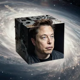 elon musk trapped in a cube in outer space