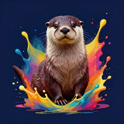 regal anthropomorphic otter splash art graphic design color splash high contrasting art, fantasy, highly detailed, art by greg rutkowski