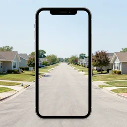 a liminal middle class American suburb, glitch in the matrix, taken on an iPhone, clean, empty, broad daylight, flat lighting