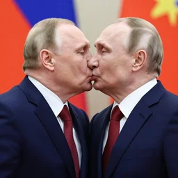 Putin kissing Lukashenko
