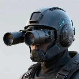 telescopic vision goggles sniper tactical operative future nano tech helmet sleek digital painting highly detailed render 4 k 8 k hd trending on artstation