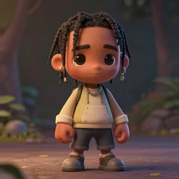 travis scott character, trending on artstation, digital painting, nendroid, cute, anime, disney, pixar, 8 k, hd, dof, kodak film, volumetric lighting, subsurface scattering, photorealistic, octane render, details, full body