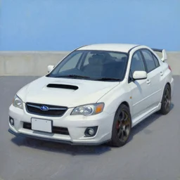 Subaru car on Takato Yamamoto style, oil on canvas