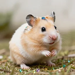 a hamster consisting of rainbow gems