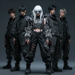 ! dream very cool girl white hair girl with mask, streetwear, techwear, cyberpunk style outfit, full body, nose piercing, detailed portrait, intricate complexity, by greg rutkowski, cory loftis, artgerm, ross tran, conrad roset, takato yomamoto, ilya kuvshinov. 4 k, beautiful, cinematic dramatic atmosphere