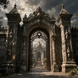The gate to the eternal kingdom of necromancy, fantasy, digital art, HD, detailed.