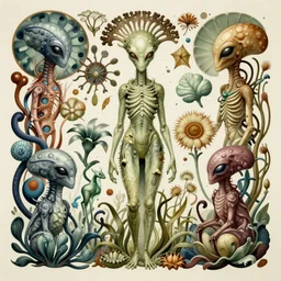 hyper - detailed matte illustration of alien flora and fauna by iris van herpen based on plate 6 1 of art forms in nature by ernst haeckel and alphonse mucha