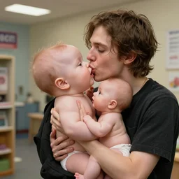 pewdiepie kissing babies, 4 k, art station concept, highly detailed