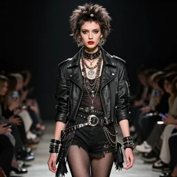a stunning fashion model in bolshevikpunk aesthetic, award - winning outfit
