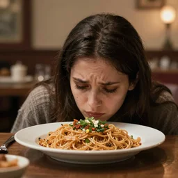 A very sad meal. Highly realistic. Highly detailed. High resolution. Dramatic. Smooth. Sharp. Focus
