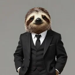 portrait of anthropomorphic sloth in formalwear : : debonair, gq, noir, fashion, style : : digital art, concept art, digital illustration, photorealism, hyperreal