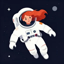 a beautiful woman with red hair floating in space. she is an astronaut, wearing a space suit. clean cel shaded vector art. shutterstock. behance hd by lois van baarle, artgerm, helen huang, by makoto shinkai and ilya kuvshinov, rossdraws, illustration, art by ilya kuvshinov