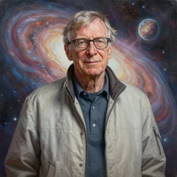 alan watts with dr manhattan floating in the universe portrait painting highly detailed procreate, 3d render senior artist, photorealistic, textured, featured on artstation