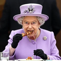 Queen Elizabeth eating a kebab