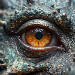 a closeup on a dragon eye. Photo-realistic. High details.
