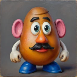 potato monster portrait by pablo picasso, oil on canvas, hdr, high detail, photo realistic, hyperrealism, matte finish, high contrast, intricate, five star rating, 3 d depth, centered, masterpiece, vivid and vibrant colors, enhanced light effect, enhanced eye detail, artstationhd
