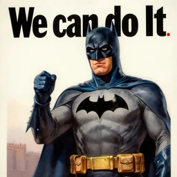 a world war 2 propaganda poster featuring batman saying we can do it, hd, intricate detail, realistic