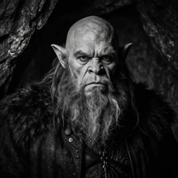 close up portrait of a scandinavian troll ogre berserker inside a cave kvlt by peder balke by peder balke by greg rutkowski, by guido crepax by norman bluhm mystic high contrast monochromatic noir