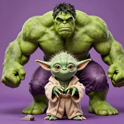 a mix between Hulk and yoda, shot on technicolor cinemascope