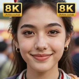 the face of a beautiful calm and happy person at a festival who has glimpsed the fourth dimension, incredibly beautiful and charming, intricately detailed, beautiful face, detailed eyes, award winning, 8 k