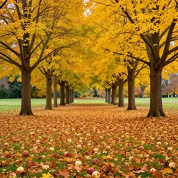 Apples fall from autumn trees, digital art
