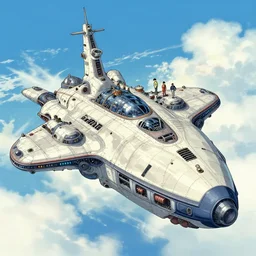maximalist realistic spaceship, trending on pixiv fanbox, painted by makoto shinkai takashi takeuchi studio ghibli, akihiko yoshida, yoshitaka amano, wangechi mutu, clean cel shaded vector art. shutterstock. behance hd by lois van baarle, artgerm, helen huang, rossdraws, illustration