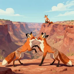 canyon fox battling, art by artgerm and wlop and jesper ejsing,