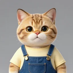 a upper body portrait of a anthropomorphic cat male in a denim coveralls in the style of zootopia