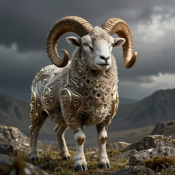 ram sheep, intricate, futuristic, ultra realistic, hyper detailed, cinematic, digital art