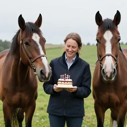 tim enjoying his birthday together with horses