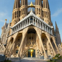 landscape view of an obsidian Sagrada Família cathedral with a giant obsidian door, in the elemental plane of earth, Dungeon and Dragon illustration, painted by Greg Rutkowski, 4k, trending on ArtStation