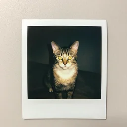a polaroid! picture of a zombie! cat rembrandt lighting