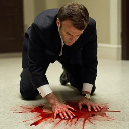 Emmanuel Macron washing blood on the floor in American Psycho (1999)