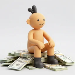 Heisenberg sitting on a pile of money.
