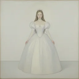 a queen with geodes around her, painting, pale, wide shot, symmetrical,