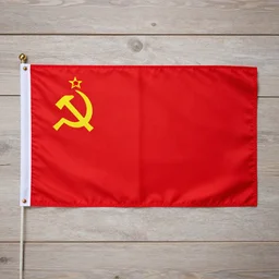 the soviet union flag on a rectangular cloth