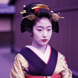 Portrait Photograph of a Japanese Geisha Lomochrome Purple 100-400